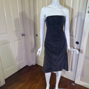Structured Mango Grey Strapless Dress with Pockets
